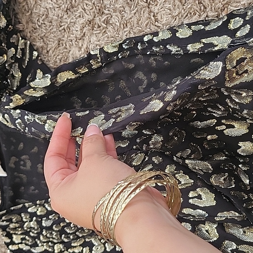 Michael Kors Mini Dress Gold Black Long Sleeve Cocktail Holiday Party NYE 4 New - Picture 8 of 16